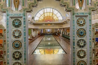 ROUBAIX, FRANCE, JUNE 14, 2024 : interiors Art Deco decors and sculptures of the olympic swimming