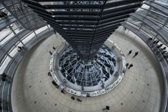 Interior of German Reichstag Parliament glass structure building