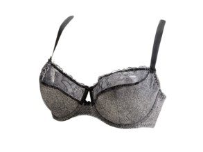 Grey bra in volume. Isolate on white