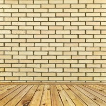 Beige brick wall and wooden floor Daugavpils, Latvia, Europe