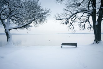 An image of Tutzing at Starnberg Lake covered in snow