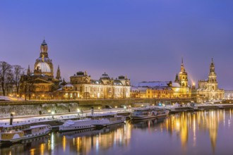 Dresden historic skyline in the old town in winter
