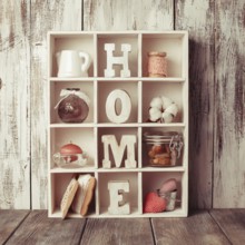 Shadow box with wooden letters home and cozy things