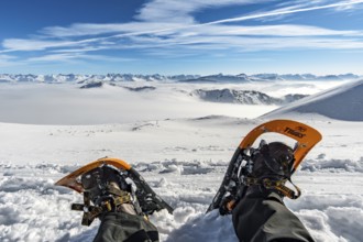 Fantastic snowshoe tour on the Hochgrat at the Nagelfluhkette in Allgau, Bavaria