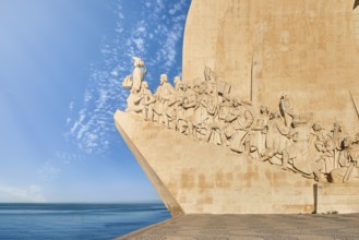 Lateral view of Monument of Discoveries, Padrao dos Descobrimentos, to Age of Discoverys haped as