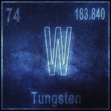 Tungsten chemical element, Sign with atomic number and atomic weight, Periodic Table Element