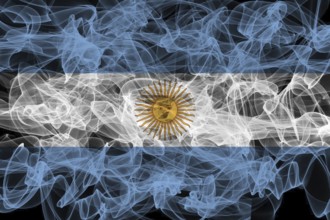 Argentina Smoke Flag on Black Background, Argentina flag