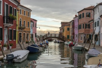 Colorful Houses at the Rio Pontinello on Burano Island, Venice, Italy, Europe