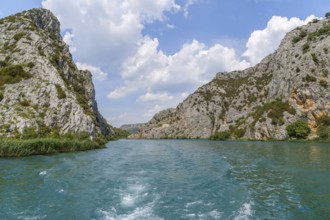 Rocks along the banks of the river in the national park Krka, Croatia, Europe
