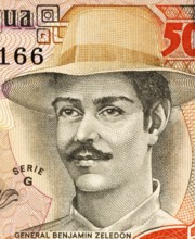 Benjamin Zeledon (1879-1912) on 5000 Gordobas 1985 Banknote from Nicaragua. Lawyer, politician and