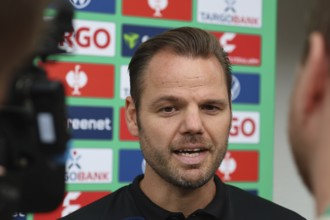 Mario Klotz (Head Coach FC 08 Villingen) at press conference, PK after the match for the DFB Cup