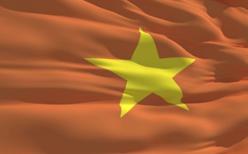 Fluttering flag of Vietnam on the wind