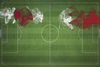Japan vs Bahrain Soccer Match, national colors, national flags, soccer field, football game,