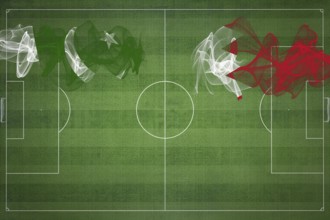 Pakistan vs Bahrain Soccer Match, national colors, national flags, soccer field, football game,