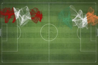 Peru vs Ireland Soccer Match, national colors, national flags, soccer field, football game,