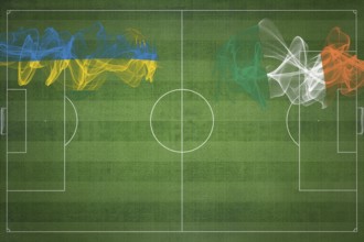 Rwanda vs Ireland Soccer Match, national colors, national flags, soccer field, football game,