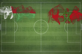 Madagascar vs Morocco Soccer Match, national colors, national flags, soccer field, football game,