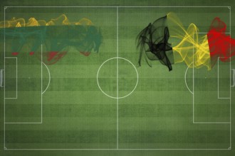Lithuania vs Belgium Soccer Match, national colors, national flags, soccer field, football game,