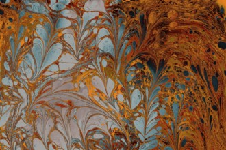 Ebru Marbling texture with floral patterns