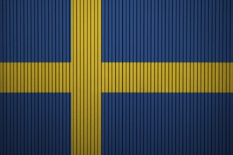 Sweden Flag painted on the cracked grunge concrete wall