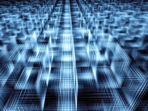Abstract tech perspective background - computer-generated 3d illustration. Fractal geometry -