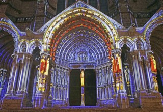 Portals, Chartres Cathedral, light show, Chartres en Lumieres, France, Europe