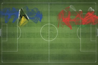 Saint Lucia vs Oman Soccer Match, national colors, national flags, soccer field, football game,