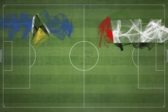 Saint Lucia vs United Arab Emirates Soccer Match, national colors, national flags, soccer field,