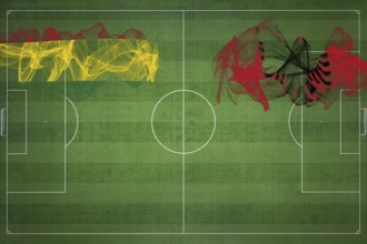 Bolivia vs Albania Soccer Match, national colors, national flags, soccer field, football game,