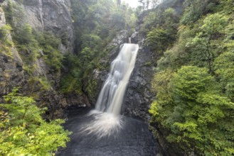Falls of Foyers, waterfall at high water level, Foyers, Inverness, Highlands, Scotland, Great