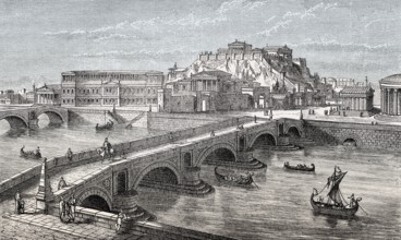 Reconstruction of the Capitoline Hill, Milvian Bridge Rome, Italy, Europe