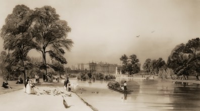 St James's Park, Buckingham Palace, London, England, after Thomas Shotter Boys, 1842