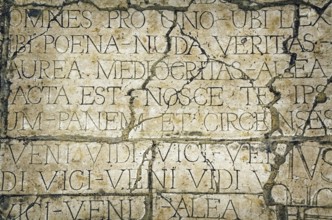 Background of Old Cracked Wall with Latin Inscriptions Nessebar, Bulgaria, Europe