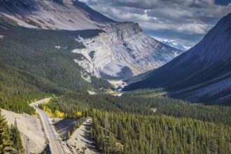 Scenic magnificent canyon on a sunny autumn day. Canyoning excellent highway passes. Canadian
