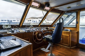The ferry cockpit will all necessary instruments to travel at boat approaching La Graciosa island,