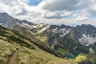 Entschenkopf crossing with a fantastic panoramic view of the Upper and Lower Gaisalpsee and the