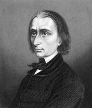 Franz Liszt (1811-1886) on engraving from 1859. Hungarian composer, pianist, conductor and teacher.
