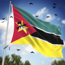 Flag of Mozambique, This is a computer generated and 3d rendered image