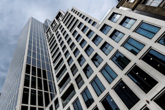 Contemporary Skyscrapers in the financial district, Frankfurt am Main, Hesse, Germany, July 2017,