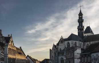 Zoutleeuw, Belgium- 02 10 2017: view over the marketsquare during sunset