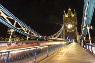 Tower Bridge in London, UK, United Kingdom. Europe. Long exposure and night shot