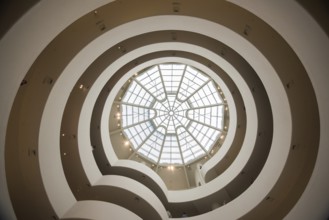 NEW YORK, USA, AUGUST 21, 2022, Atrium and stairs at famous Guggenheim museum in New York, USA,