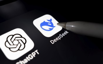 In this photo illustration, the DeepSeek app is displayed on an iPhone screen on January 29, 2025