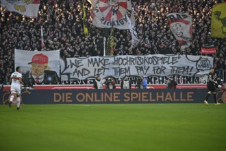 Banner, banner, poster, banner, protest with Donald Trump caricature against the judgement of the