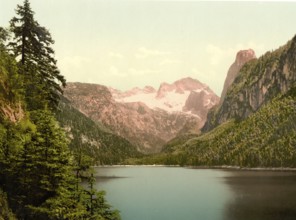 Gosausee and Dachstein, Austria, c. 1890, Historic, digitally restored reproduction from a 19th