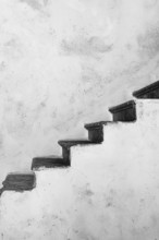 White staircase by a house wall, Kissamos, West Crete, Crete, Greece, Europe