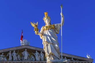 Pallas-Athena Fountain, The goddess of wisdom, holding a spear in her left hand, the goddess of