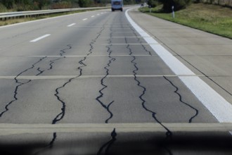 Repaired motorway, need for renovation, Germany, Europe