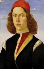 Bildnis eines jungen Mannes (ca. 1480-1485), portrait of a young man, Painting by Sandro Botticelli