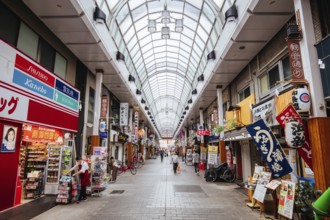 Tokyo, Japan, May 12 2019: Shin Nakamise Shopping Street near Sensoji Temple by day in Asakusa,